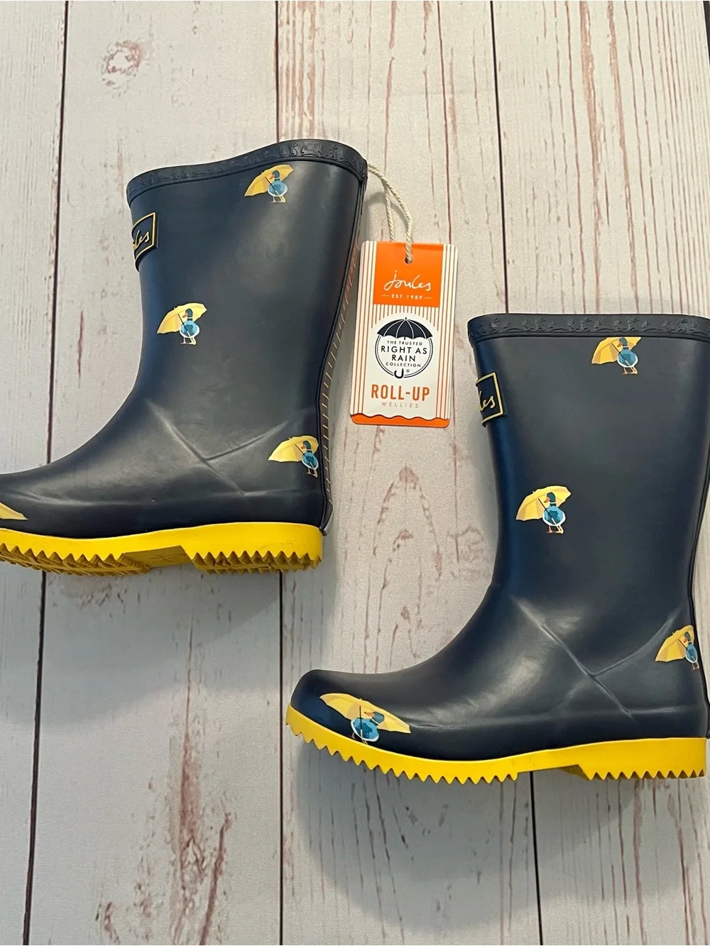 NIB - Joules - Junior Navy Duck Roll Up Wellies